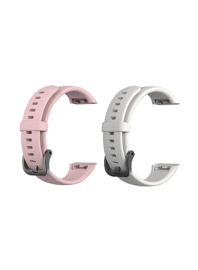 FITME 2-Piece Replacement Silicone Strap For Huawei Band 6 Pink/White - Image 1
