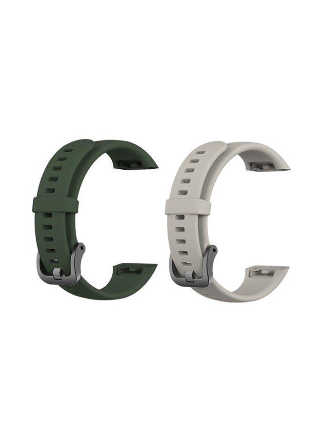 FITME 2-Piece Replacement Silicone Strap For Huawei Band 6 Green/Grey - Image 1