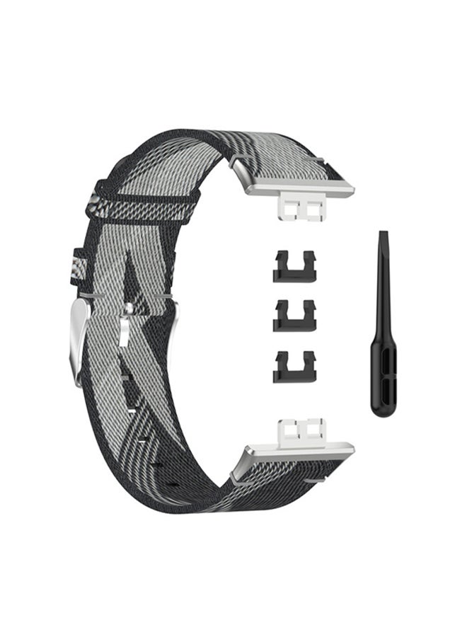 فيت مي سوار بديل منسوج ومُخصص لساعة هواوي فيت أسود/ رمادي - Image 2