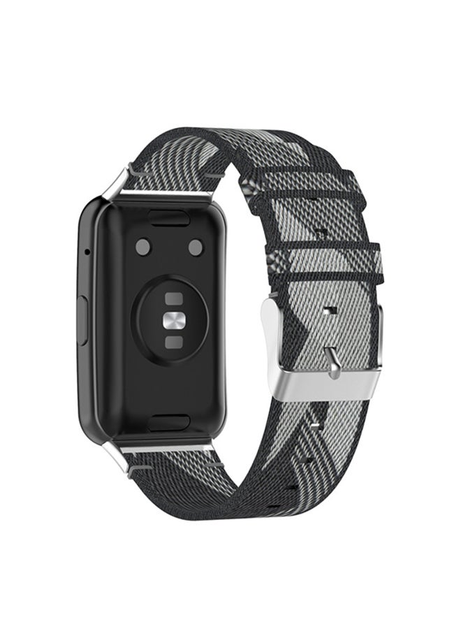 فيت مي سوار بديل منسوج ومُخصص لساعة هواوي فيت أسود/ رمادي - Image 4
