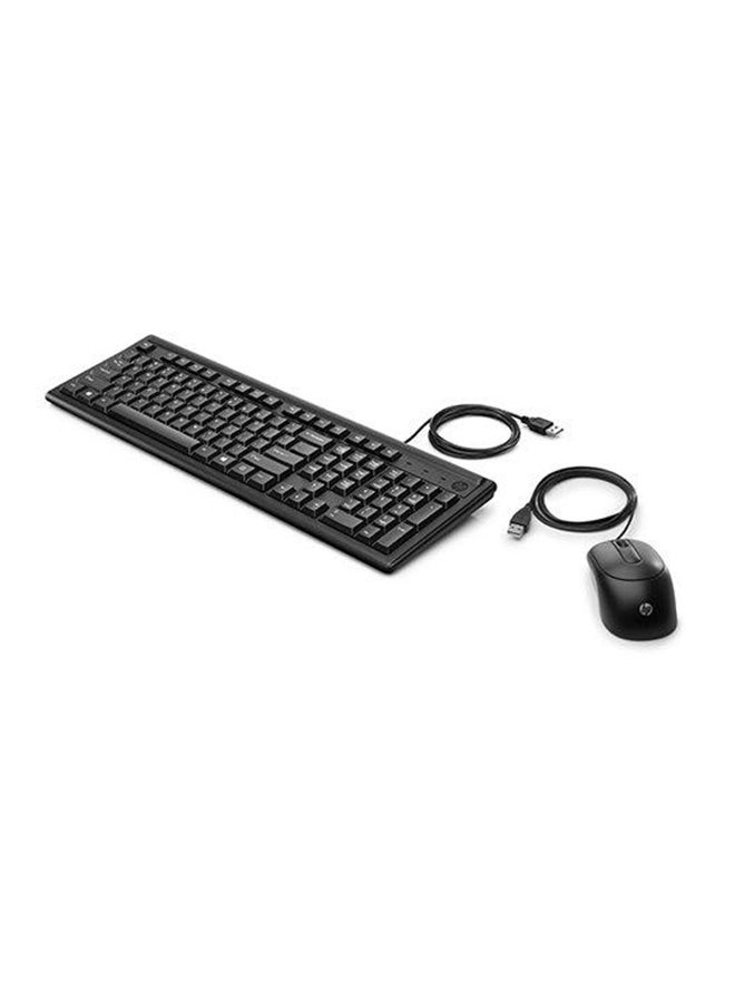 Wired Keyboard and Mouse 160, Numeric Keypad, Full Range of 109 Keys (Includes 12 Function Keys and 3 Hotkeys),LED Indicators,1000 Dpi Optical Sensor, Adjutsable Height,English/Arabic Layout Black
