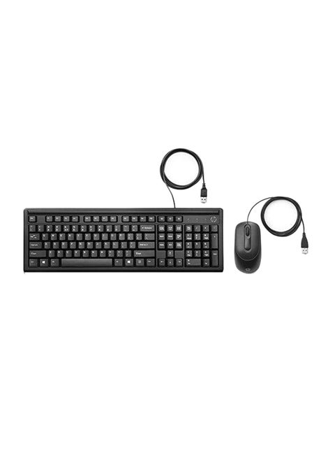 Wired Keyboard and Mouse 160, Numeric Keypad, Full Range of 109 Keys (Includes 12 Function Keys and 3 Hotkeys),LED Indicators,1000 Dpi Optical Sensor, Adjutsable Height,English/Arabic Layout Black