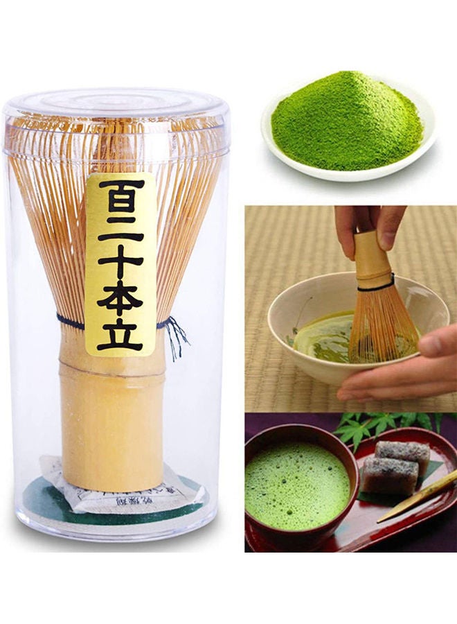 120 Prong Golden Bamboo Matcha Stirrer Beige 11x6x6cm  - Image 1