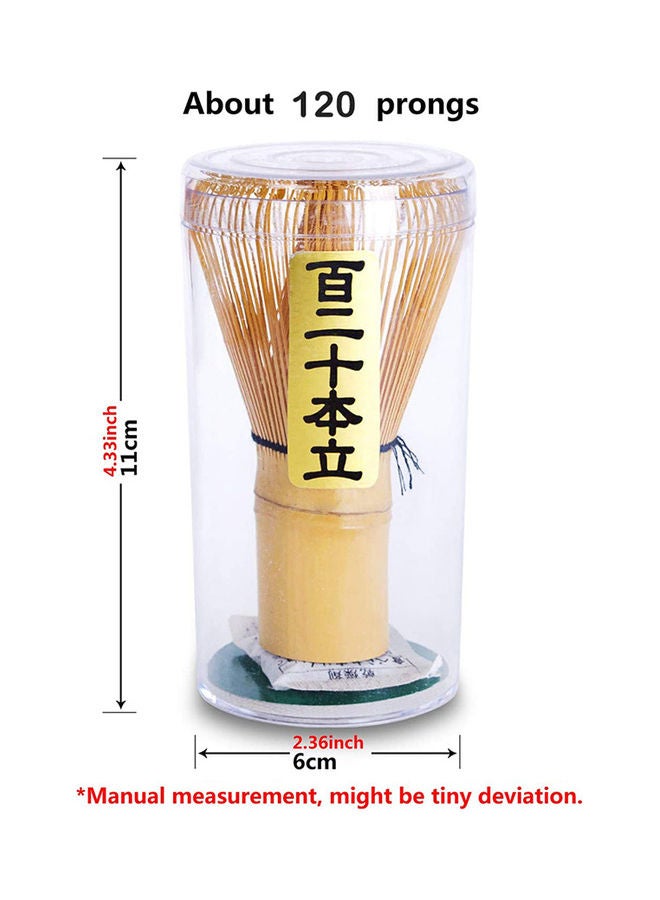 120 Prong Golden Bamboo Matcha Stirrer Beige 11x6x6cm  - Image 2
