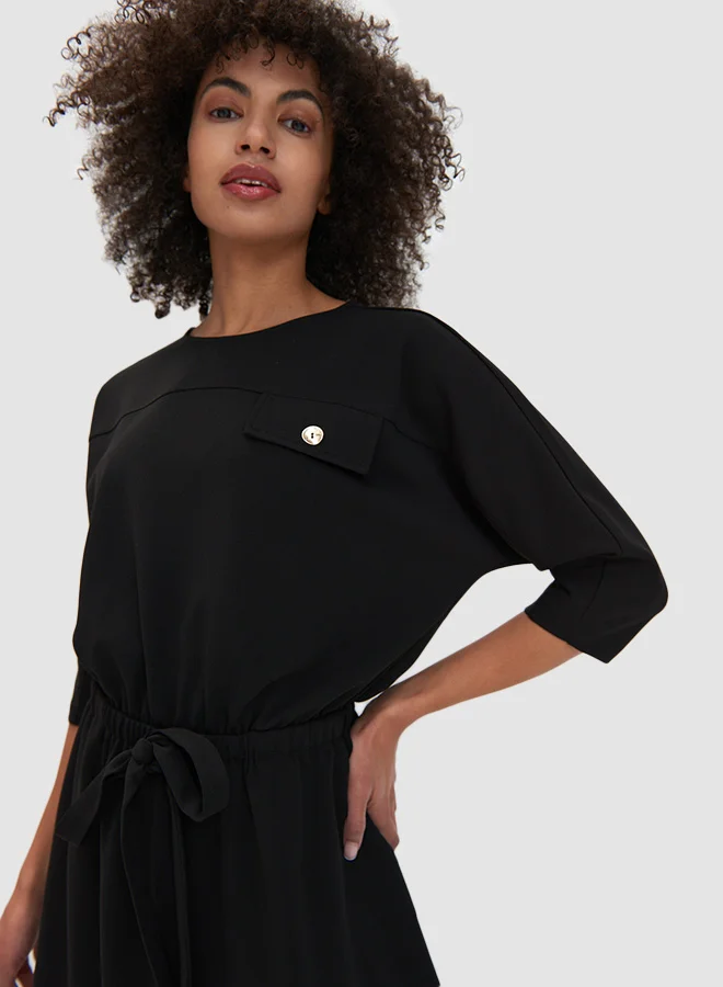 Mohito Solid Belted Dress