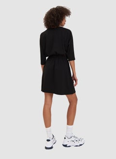 Mohito Solid Belted Dress Black  - Image 3