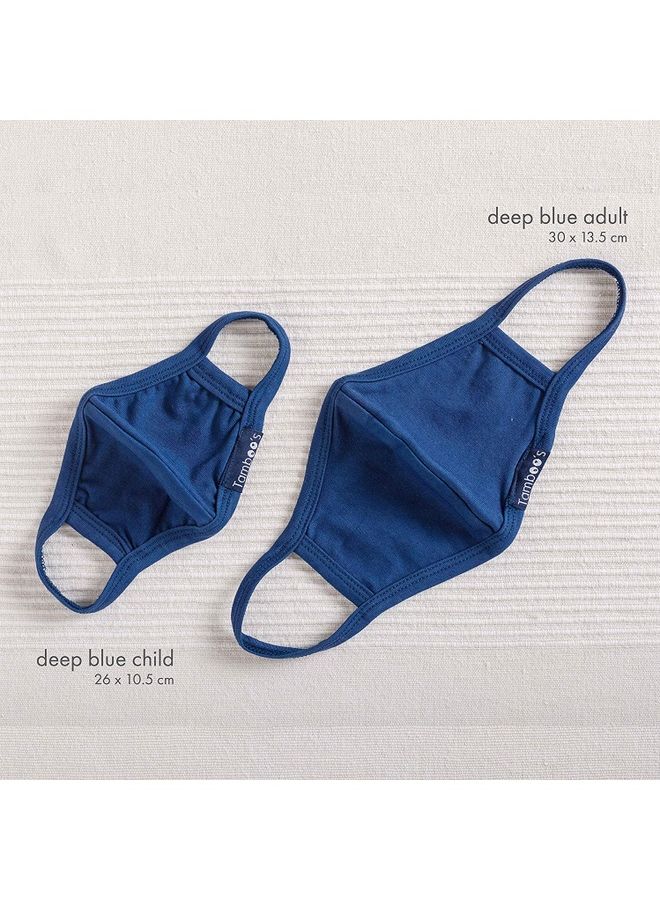 Tamboo's 2-Piece Eco Friendly Reusable Washable Soft Child Face Masks Deep Blue 26x10.5cm - Image 2
