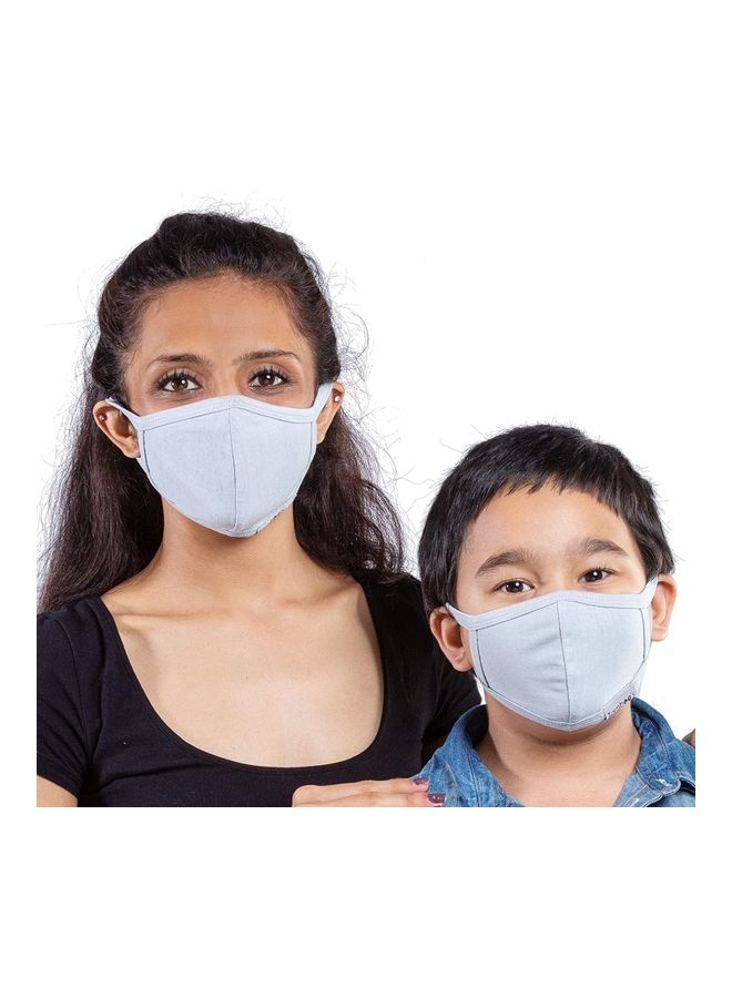 Tamboo's 2-Piece Eco Friendly Reusable Washable Soft Child And Adults Face Masks Includes 1xChild Face Mask 26x10.5 cm, 1xAdults Face Mask 30x13.5 cm Grey Mist - Image 2