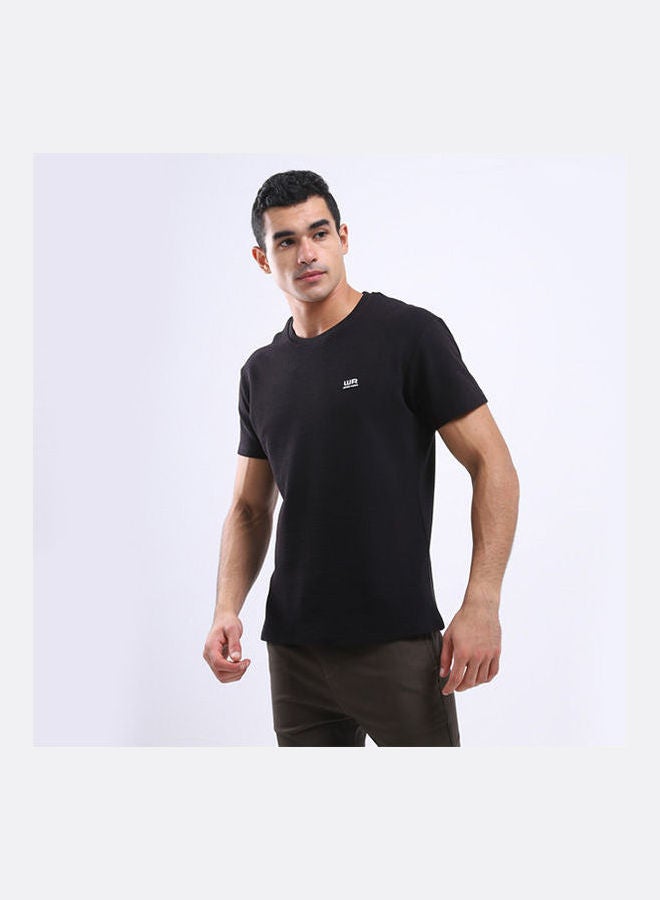 WHITE RABBIT Casual Plain/Basic Round Neck Short Sleeve T_Shirt Black  - Image 2