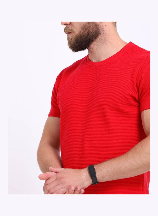 WHITE RABBIT Casual Plain/Basic Round Neck Short Sleeve T_Shirt Red  - Image 4