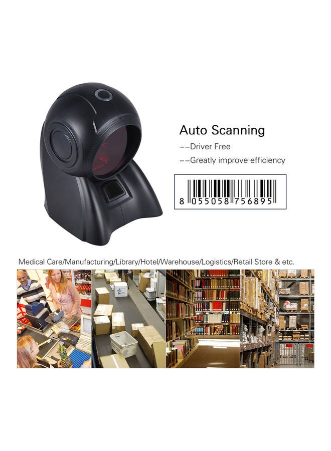 ماركة غير محددة - 20 خطًا متعدد الاتجاهات 1D USB Orbit Barcode Reader قارئ المسح التلقائي باللون الأسود أسود - Image 1