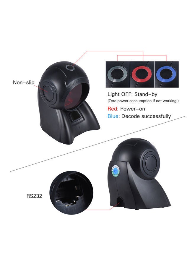 ماركة غير محددة - 20 خطًا متعدد الاتجاهات 1D USB Orbit Barcode Reader قارئ المسح التلقائي باللون الأسود أسود - Image 1