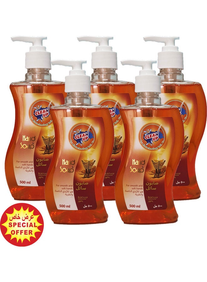 CLEAN UP Pack Of 5 Bakhoor Hand Soap Brown 500x5.03ml - Image 1