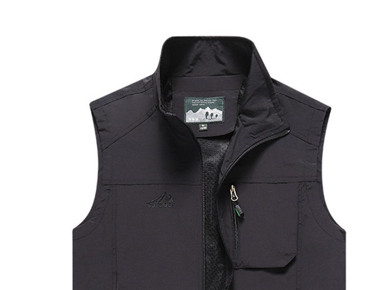 HALAMODO - Outdoor Photography Loose Mesh Vest Black - Image 1