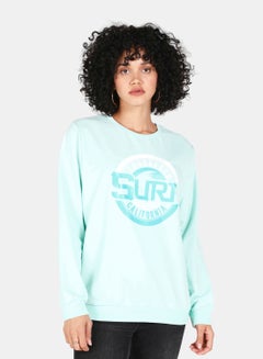 Casual Graphic Printed Crew Neck Regular Fit Pullover Soothing Sea