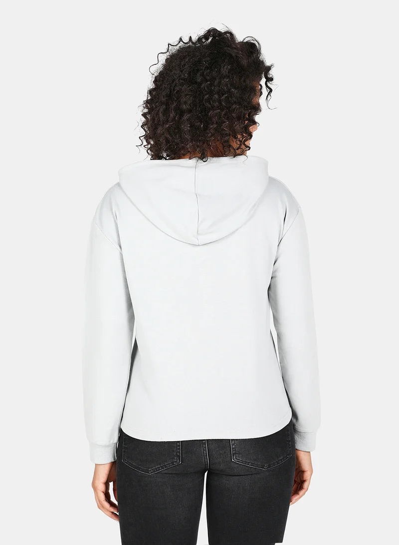 DRIP Graphic Printed Hooded Neck Long Sleeve Hoodie Grey