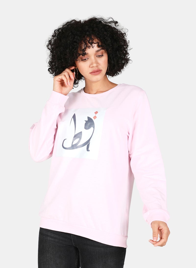DRIP - Casual Graphic Printed Crew Neck Regular Fit Sweatshirt Light Pink - Image 1