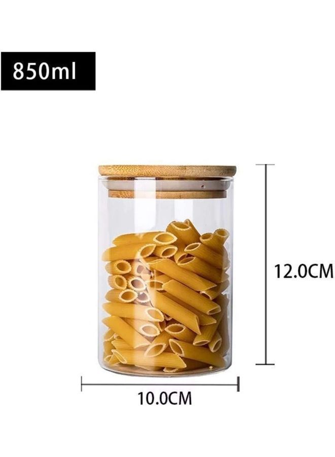 3-Piece Glass Food Storage Containers With Bamboo Lids Clear/Brown 1200ml - v1630730231/N50631146A_2