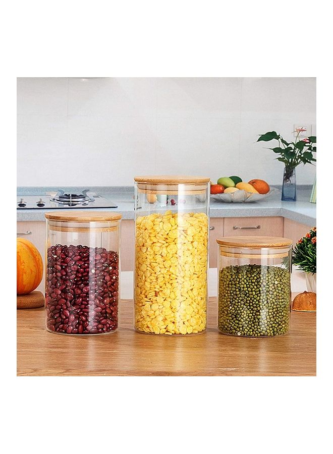 3-Piece Glass Food Storage Containers With Bamboo Lids Clear/Brown 1200ml - v1630730231/N50631146A_7