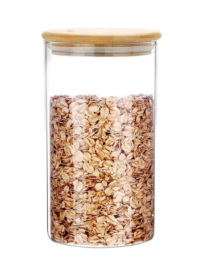 FUFU Glass Food Storage Container With Bamboo Lid Clear/Brown 1200ml  - Image 1