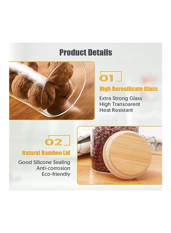 FUFU Glass Food Storage Container With Bamboo Lid Clear/Brown 1200ml  - Image 4