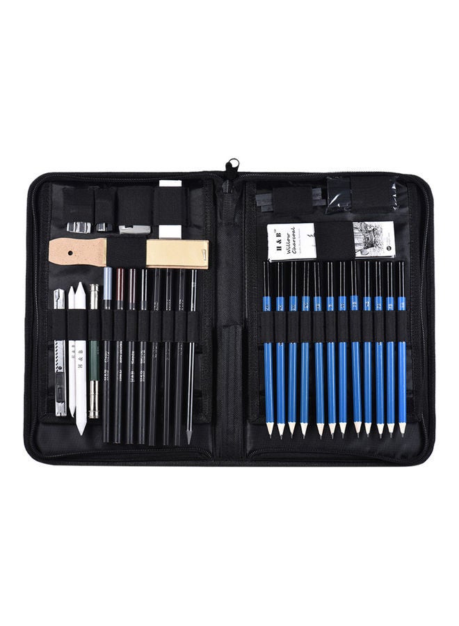 H&B - 40 Piece Professional Drawing Pencils Kit Black - Image 1
