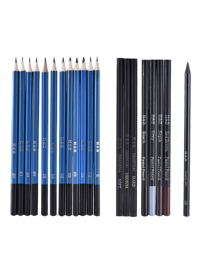 H&B - 40 Piece Professional Drawing Pencils Kit Black - Image 1