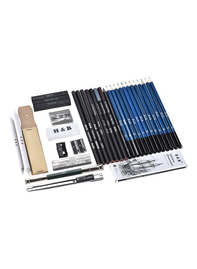 H&B - 40 Piece Professional Drawing Pencils Kit Black - Image 1