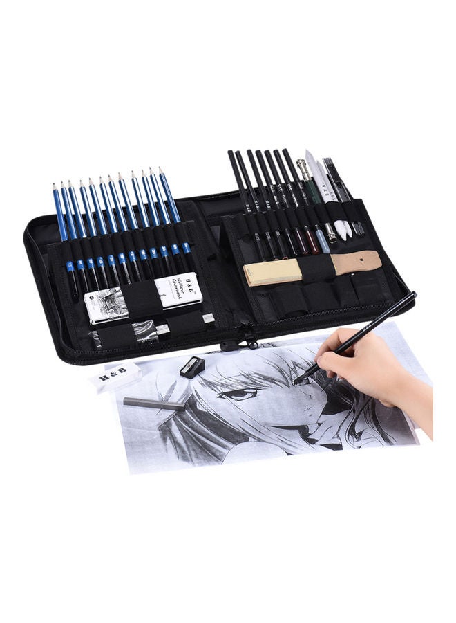 H&B - 40 Piece Professional Drawing Pencils Kit Black - Image 1