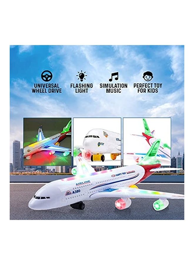 Toysery - A380 Model Airplane Toy With Flashing Light Up And Real Jet Sound Multicolour - Image 1