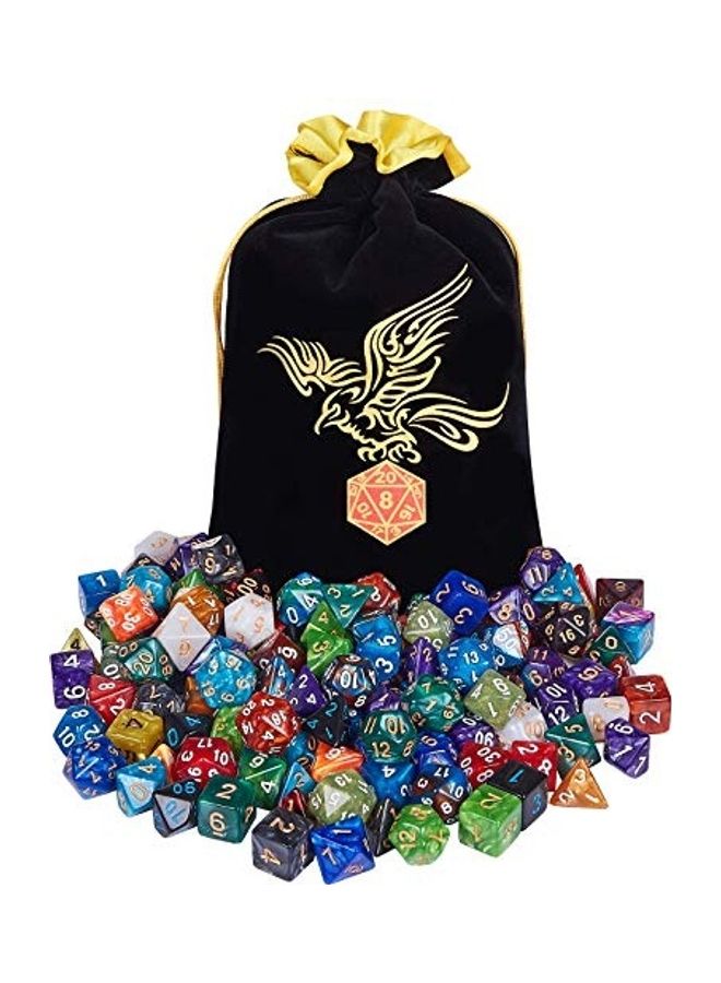 QMAY 140-Piece Polyhedral Dice With Flannel Bag Set - Image 4