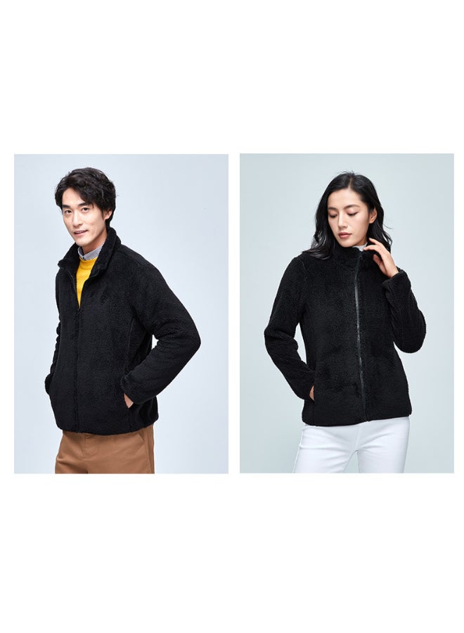 HALAMODO Coral Fleece Parka Jacket Black - Image 3