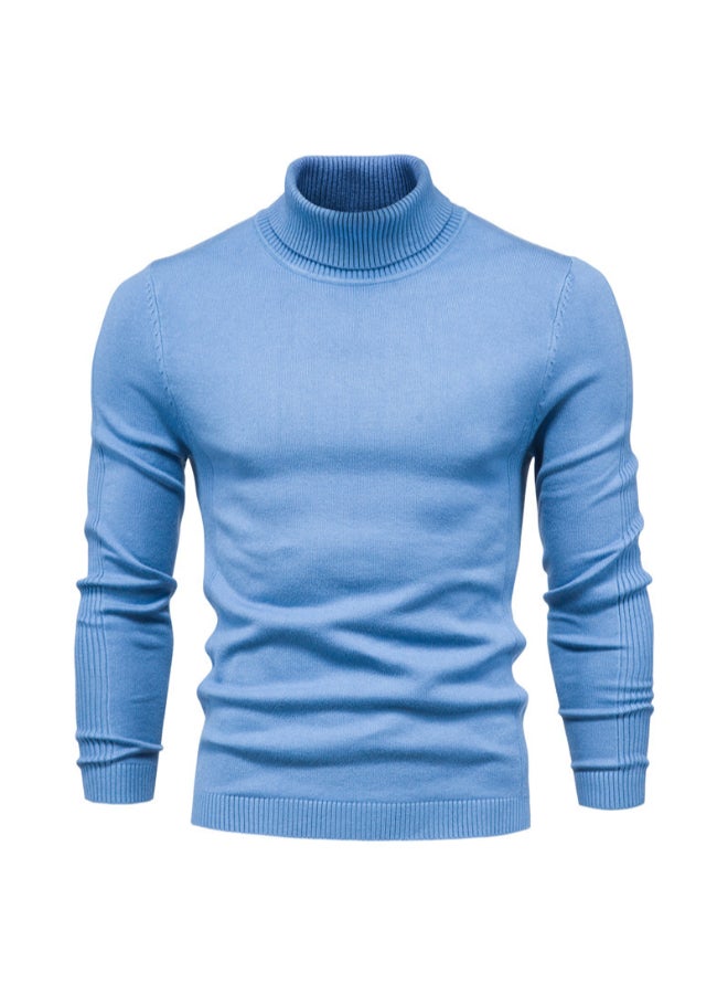 HALAMODO High Neck Casual Knit Sweater Blue  - Image 1