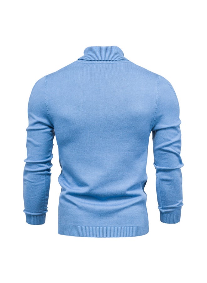 HALAMODO High Neck Casual Knit Sweater Blue  - Image 2