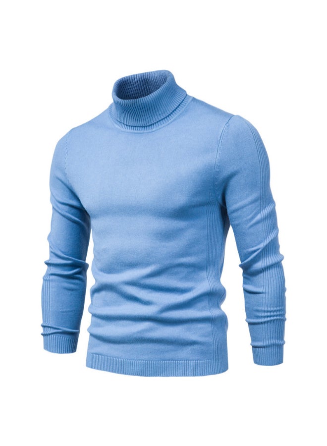 HALAMODO High Neck Casual Knit Sweater Blue  - Image 3