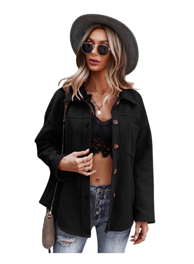 HALAMODO Thick Cardigan Sweater Black  - Image 1