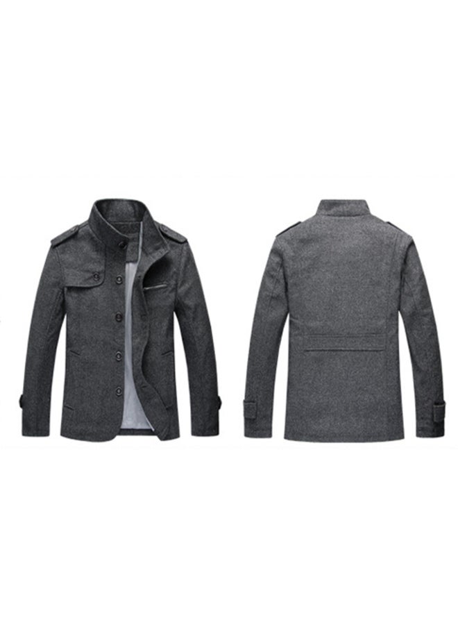 HALAMODO Casual Woollen Overcoat Grey  - Image 3