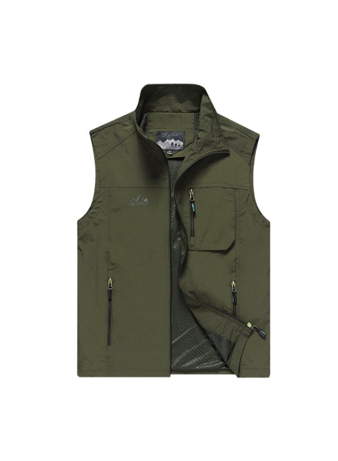 HALAMODO Outdoor Photography Loose Mesh Vest Green  - Image 1