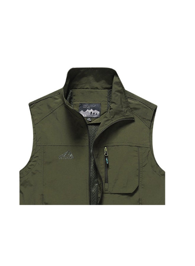 HALAMODO Outdoor Photography Loose Mesh Vest Green  - Image 2