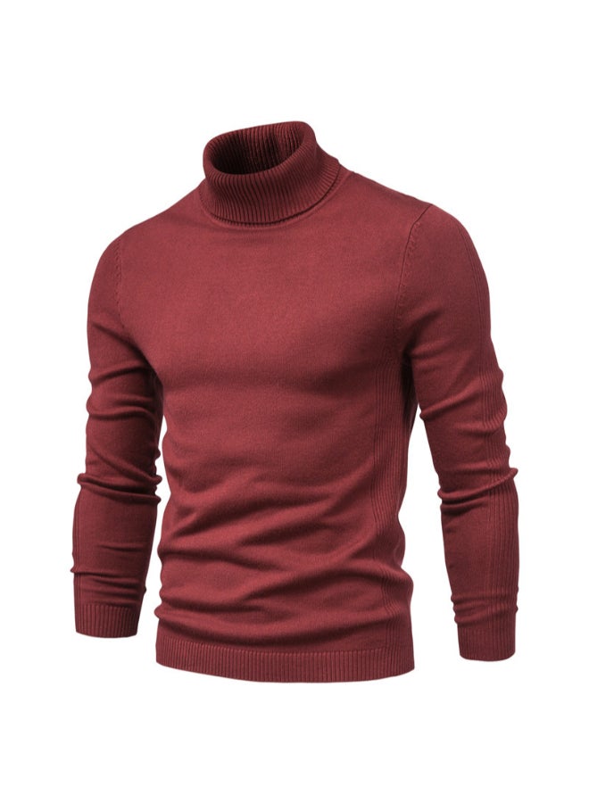 HALAMODO High Neck Casual Knit Sweater Red - Image 2