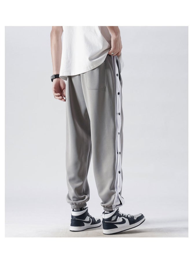 HALAMODO Loose Basketball Sweatpants Grey/White  - Image 3