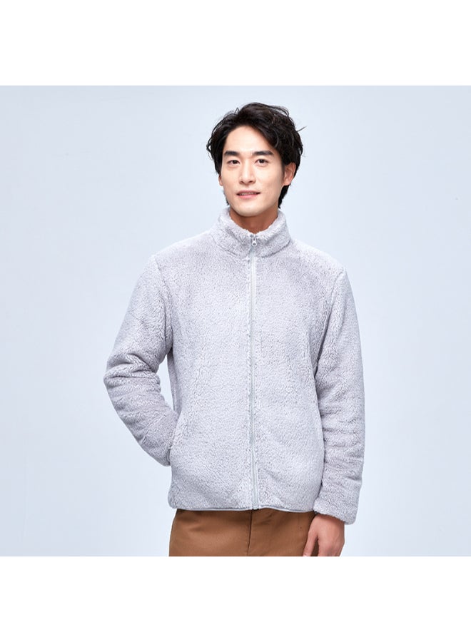 HALAMODO Coral Fleece Parka Jacket Grey - Image 1