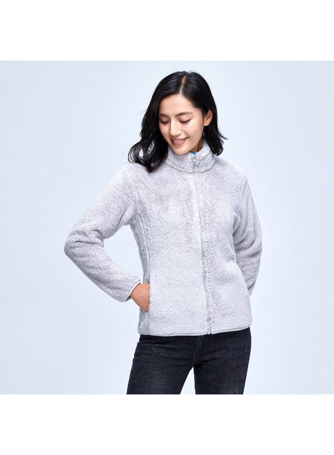 HALAMODO Coral Fleece Parka Jacket Grey - Image 2