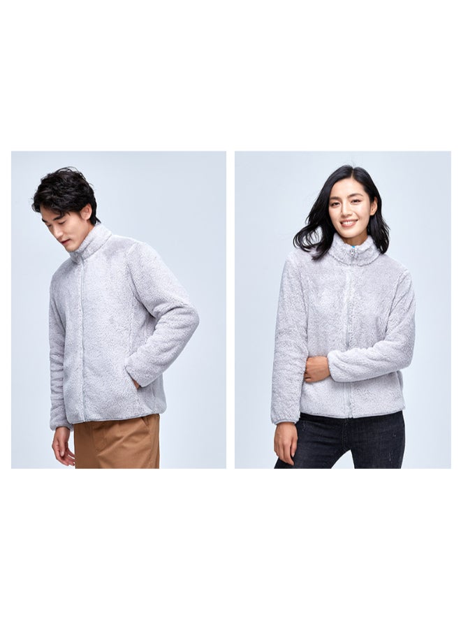 HALAMODO Coral Fleece Parka Jacket Grey - Image 3