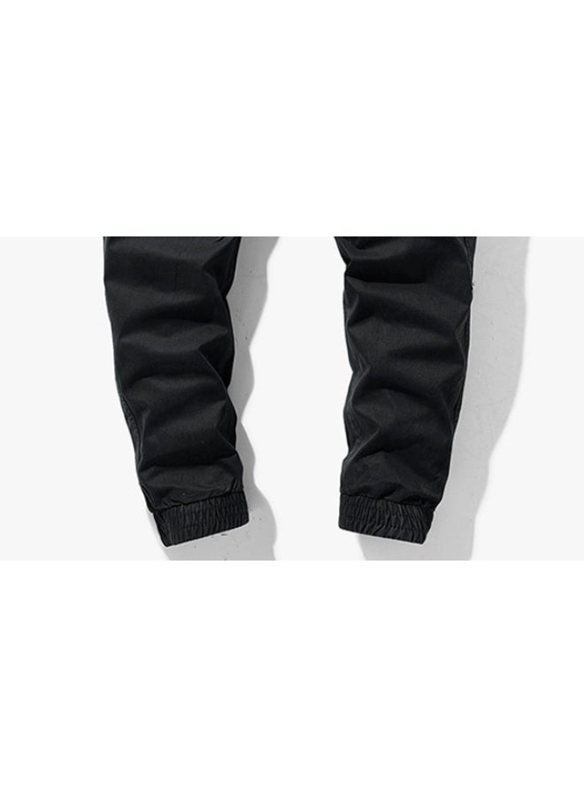 HALAMODO - Pure Cotton Multi-Pocket Casual Pants Black - Image 1