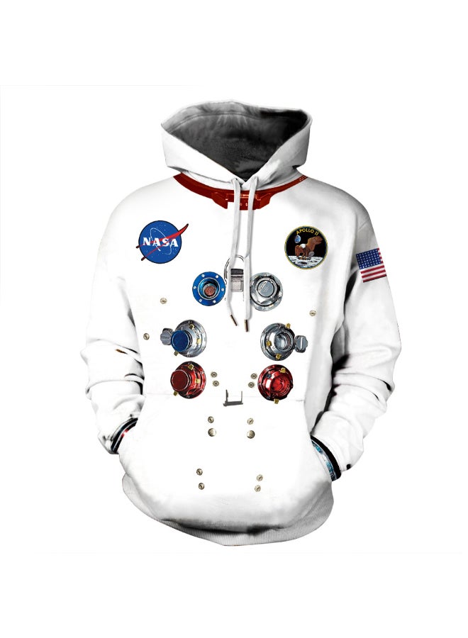 HALAMODO - Spacesuit Digital Printing Hooded Pullover White - Image 1