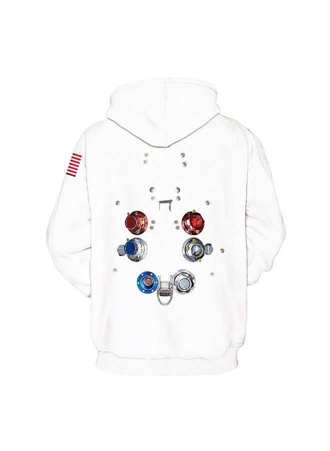 HALAMODO - Spacesuit Digital Printing Hooded Pullover White - Image 1