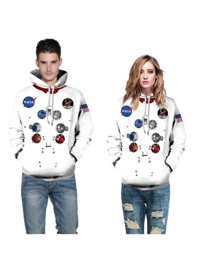 HALAMODO - Spacesuit Digital Printing Hooded Pullover White - Image 1