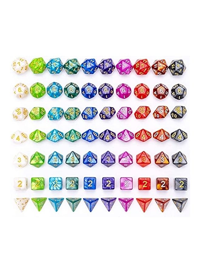 CiaraQ 70-Piece Polyhedral Dice Set With Drawstring Pouch For Dungeons And Dragons  - Image 1