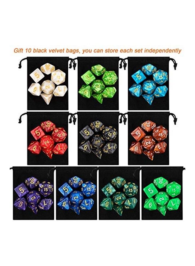 70-Piece Polyhedral Dice Set For Dungeons And Dragons